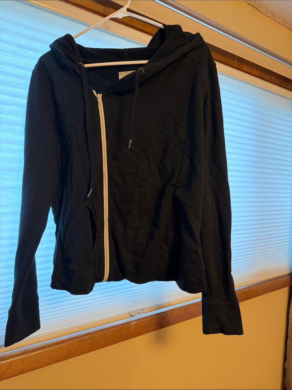Converse Black Hoodie with Off-Center White Zip
